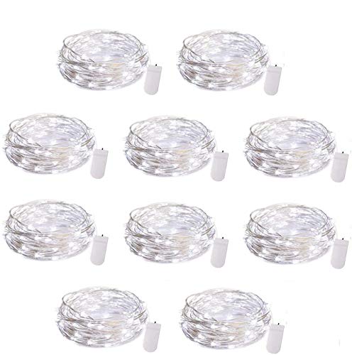 10 Pack Led Fairy Lights Battery Operated String Lights Waterproof Copper Wire, 7Ft