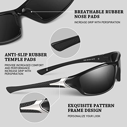 Image of WEAROYO Polarized Sports Sunglasses for Men Women,Fishing Driving Rectangular Goggles UV400 Protection