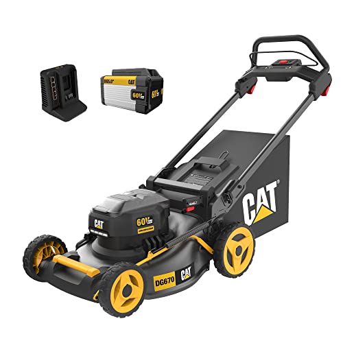 Cat DG670 60V 21" Cordless 3-In-1 Cutting Modes, Brushless Push Lawn Mower with TorqLogic - Battery & Charger Included 60V Cordless Brushless Lawn Mower