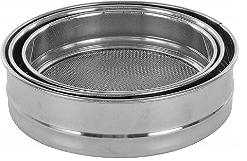 P M H Stainless Steel Food Strainers (Atta Chalni) Flour Sieve Sifting Strainer Cake Sugar Baking Kitchen Tools Flatware Sets Sifters for Baking & Powdered Sugar Set of 3 Differences Sizes