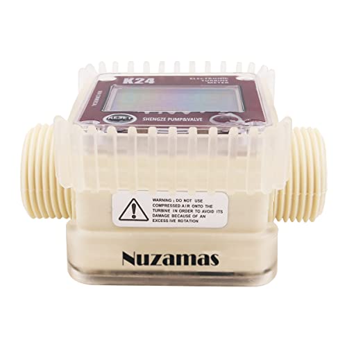 Image of NUZAMAS 1' Electronic Turbine Digital Flowmeters for Gas Oil Fuel Chemicals Water 1 Inch Hose Flow Meter, Max 120L /M (1900GPH)