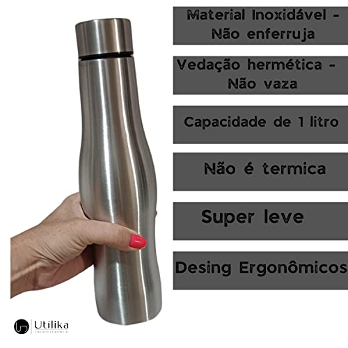 Garrafa Squeeze Aço Inox Premium 1000MLp/Escritório Academia