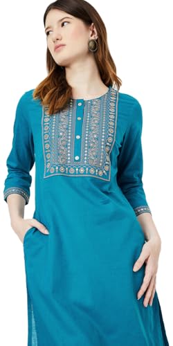 Image of Max Women's Cotton Blend Regular Fit Casual Kurta