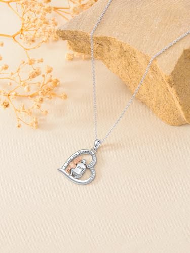 Dorunmo Father Daughter Necklace 925 Sterling Silver Daughter Necklace from Dad Heart Pendant I Love You Forever Mother's Day Jewelry for Women4