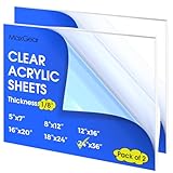 MaxGear Plexiglass Sheets 24'x36' Acrylic Sheets 1/8 inch Thick Clear Plastic Cut to Size Board for Art, Crafts, Frames, Signs, DIY in Wedding, Party, 2 Pack
