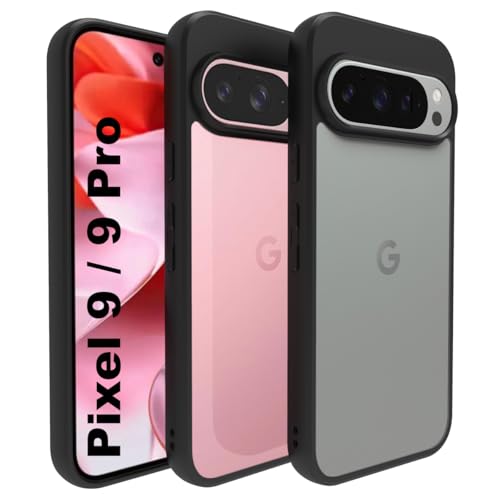 Image of RIGGEAR Shockproof Sleek Hybrid Armor Back Cover Case Compatible with Google Pixel 9 / Pixel 9 Pro (Clear PC + Black TPU Bumper)