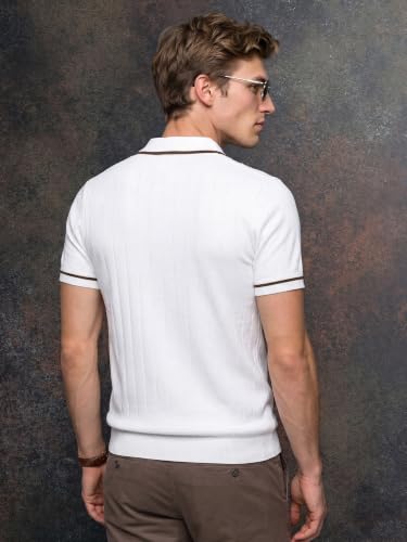 Image of Veirdo Men's Flatknit Printed Half Sleeve Polo T-Shirt with Collared Neck, Regular Fit, Casual Style for Office, Travel, (Sizes S to 2XL)