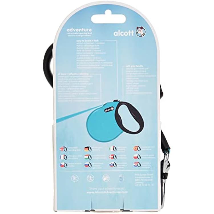 Alcott RLSH AA SM BL 16' Retractable Leash Up to 45 lb, Small, Blue