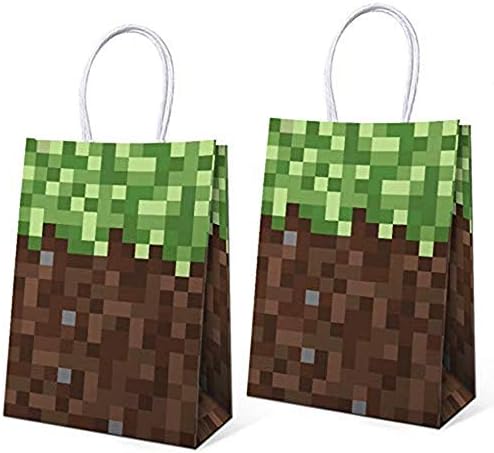 16 PCS Party Gift Bags for Pixel Birthday Party Supplies Favors Treat Bags Gift Bags, Goody Bags Candy Bags Gamer Party Decorations for Kids Adults Birthday Party