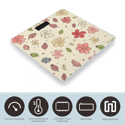 Báscula de baño digital con diseño floral y pantalla LCD miniatura 3