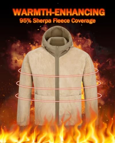 Boladeci Men's Sherpa Lined Hoodie Jacket Warm Winter Heavy Weight Thick Fleece Zip Up Hooded Sweatshirt2