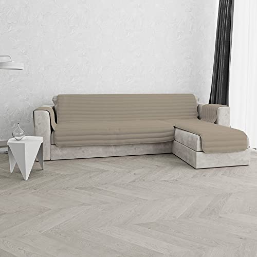 Copridivano Trapuntato Pinsonic TRENDY con Penisola Reversibile, Tortora, 190 cm