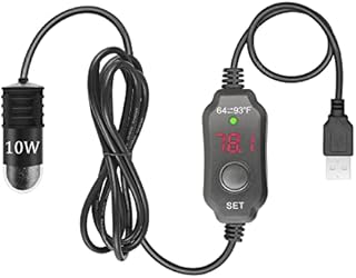 YOFOTHS Adjustable Mini Aquarium Heater 0.5/1/2/3 Gallon Submersible Small Fish Tank Heater 10W/20W/30W Digital Display Thermostat External Temperature Controller (USB-10W)