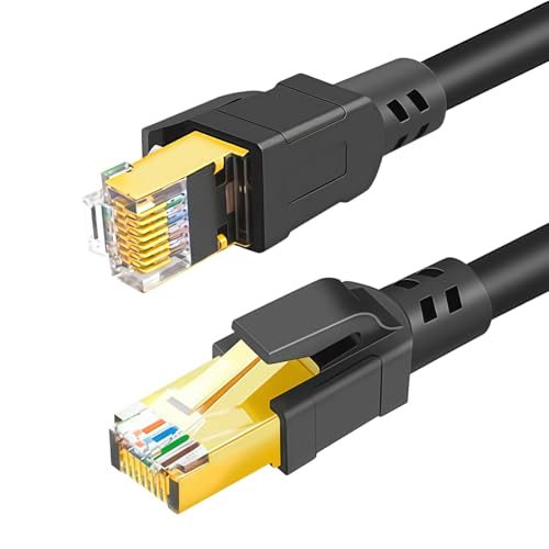 DDMALL CAT 8 Ethernet Cable 30m, High Speed 40 Gbps 2000 MHz Internet Network LAN Cable with Gold Plated RJ45 Connector for Router, Modem, PC, Switches, Hub, Laptop, Gaming (Black, 30 m)