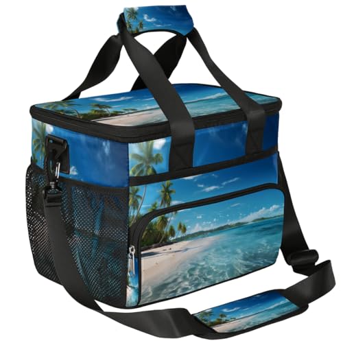 Coconut Palm Insulated Picnic Backpack Lunch Box for Women Men Picnic Basket Tote Lunch Bag Picnic Bag Portable Lunch Bags for Picnic, Beach, Work, Trip,Office, Camp Palm Tree Hawaii Beach