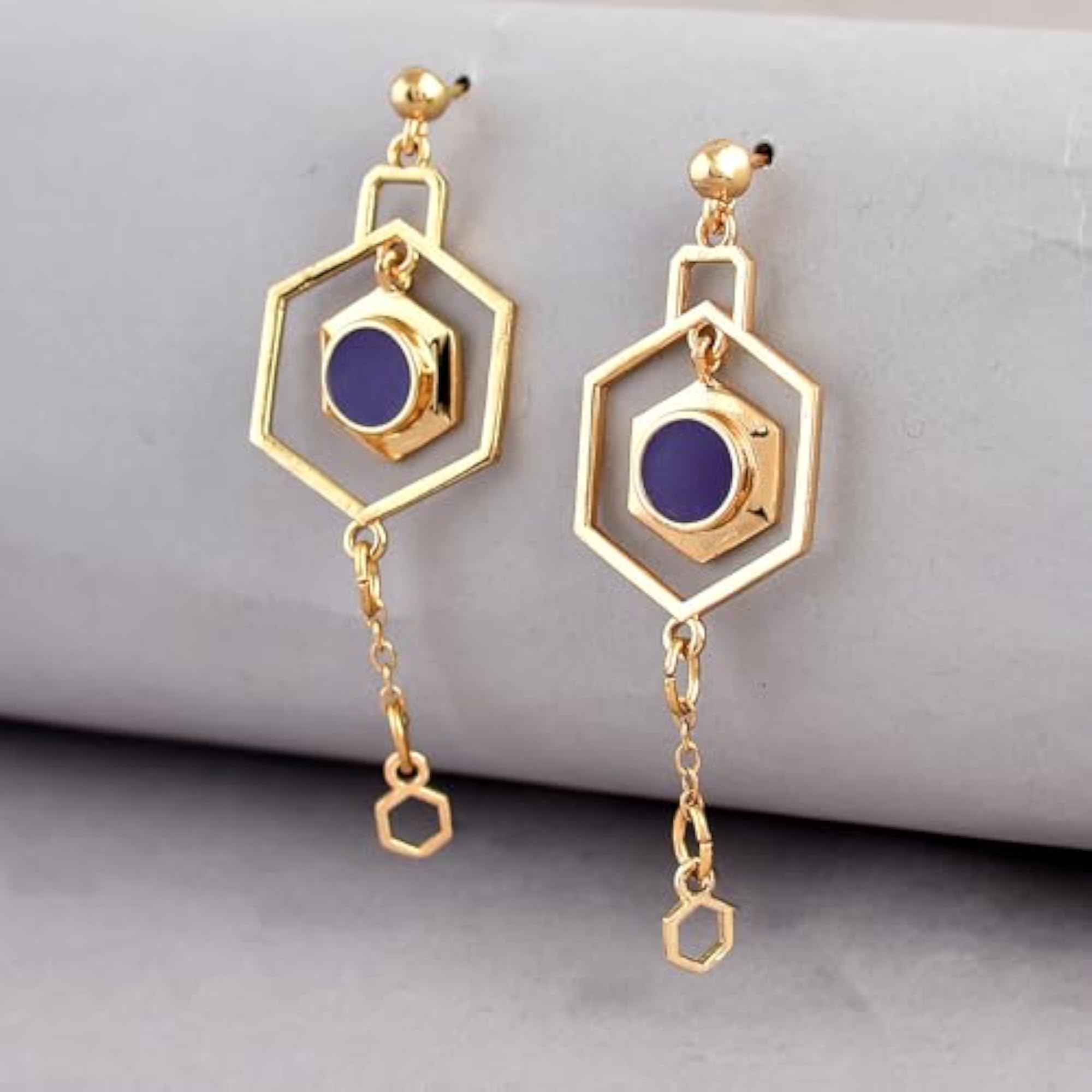 Benzene Purple Gem Drop Earrings