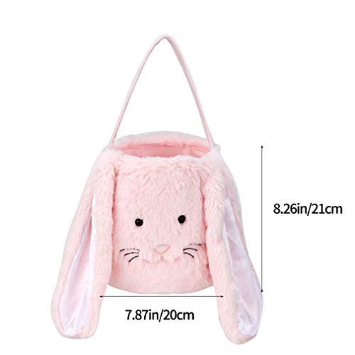 XinblueCo Plush Easter Bunny Basket for Kids Boys Girls Easter Buckets with Long Plush Ear Personalized Egg Hunting Bags,Bunny Kids Easter Tote Bags for Easter Decorations Candy by XinblueCo - Image 4