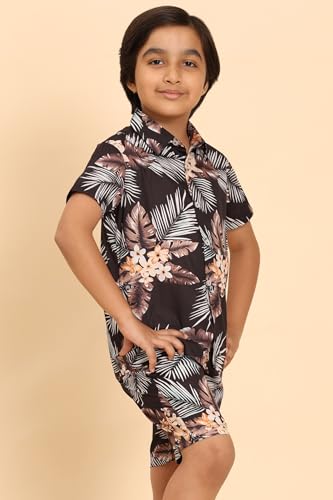 Image of Boys Printed Casual Shirt Short Sleeve Button Down Beach Shirt for Kids