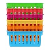 Empilabilité pratique : les paniers de rangement de classe peuvent être empilés pour économiser de l'espace, ce qui les rend faciles à transporter et à ranger, adaptés aux environnements de maison, d'école et de bureau, conteneur de papeterie scolaire, organisateurs de fournitures de bureau
