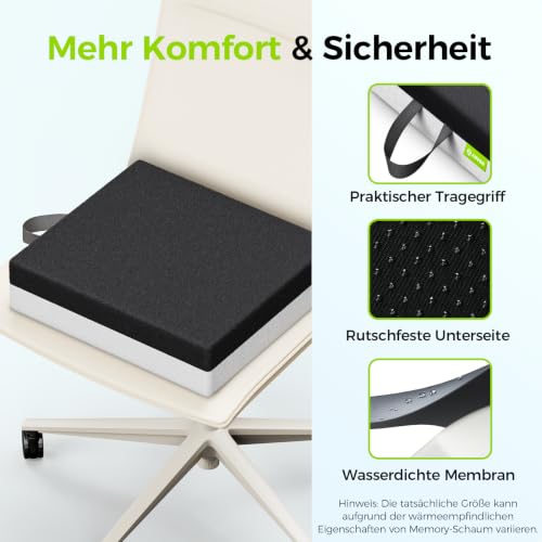 Image of AUVON Ventilation Seat Cushion with Innovation Heat Dissipation Design | Wheelchair Cushion with Supportive Memory Foam, Waterproof & Anti-Slip Cover, Improve Lower Back & Tailbone Comfort