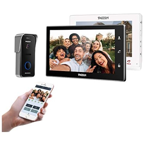 TMEZON Wireless Video Door Phone Doorbell Intercom System, 10 Inch WiFi Monitor with 1x720P Wired Outdoor Camera(2M1C) for 1-Family House,Night Vision, Recording, Snapshot, APP Remote Unlock Cover