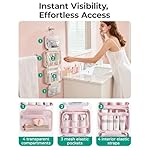 BAGSMART Travel Toiletry Bag for women, Portable Hanging Hook Makeup Bag Organizer, Waterproof Makeup Cosmetic Bag, for Full-Size Accessories, Toiletries,Black - Image 3