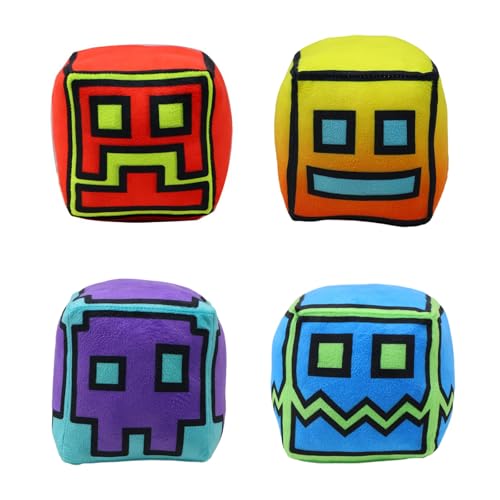 CYSNATU Cute Geometry Plush Toy, Cube Volume Game Stuffed Birthday Gift for Fans Kids (4 Pcs)