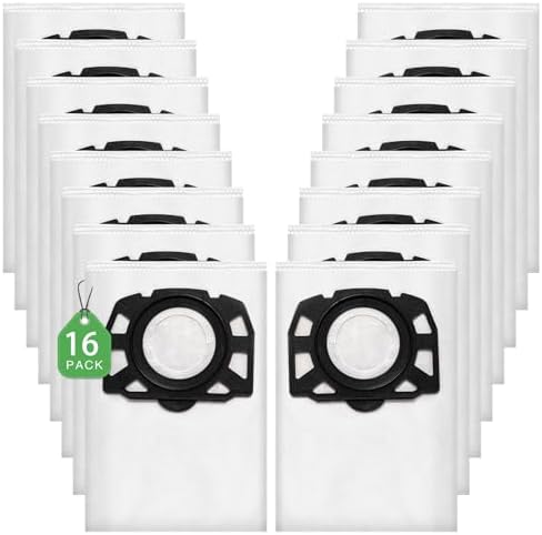 16 Stück KFI 357 Staubsaugerbeutel für Kärcher WD2Plus/WD3/KWD1 /KWD2/KWD3/ | MV3/WD3.200-WD3.800M/SE4001/SE4002 Staubsauger,Ersetzt 2.863-314.0,für Nass-/Trockensauger mit Kunstst