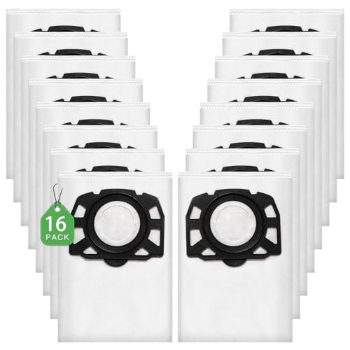 16 Stück KFI 357 Staubsaugerbeutel für Kärcher WD2Plus/WD3/KWD1 /KWD2/KWD3/MV3/WD3.200-WD3.800M/SE4001/SE4002 Staubsauger,Ersetzt 2.863-314.0,für Nass-/Trockensauger mit Kunststoffdeckscheibe