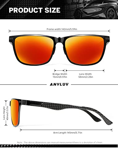 Image of ANYLUV Mens Sunglasses Polarized Upgraded Carbon Fiber Temple Sun Glasses Fashion Driving with UV Protection