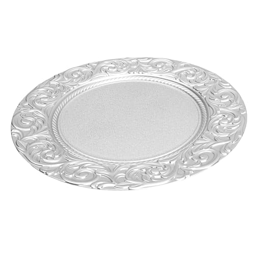 Platos cargadores redondos reutilizables set 100 plata miniatura 6