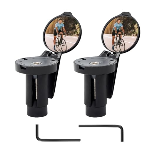 2pcs Fahrradspiegel Klappbar, Fahrradspiegel für E-Bike Links, 360° Verstellbar Rückspiegel Fahrrad, Fahrradspiegel für Lenker, Fahrradspiegel Klein für Lenker 16-22mm