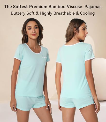 Image of WiWi Viscose from Bamboo Pajamas Set for Women Super Soft Short Sleeve Cooling Summer Plus Size Pjs Sets Sleepwear S-4X