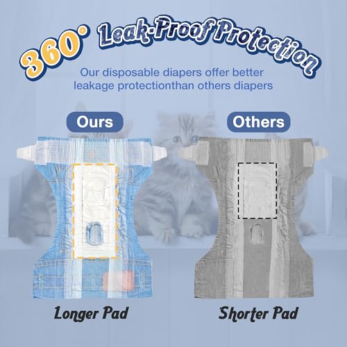 Image of MICOOYO Disposable Cat Diapers, Cat Diapers for Female Cats with Ultra Stretchy, Puppy Diaper Super Absorbent, Fit for Cats in Heat or Incontinence, 20 Count Extra Small Size