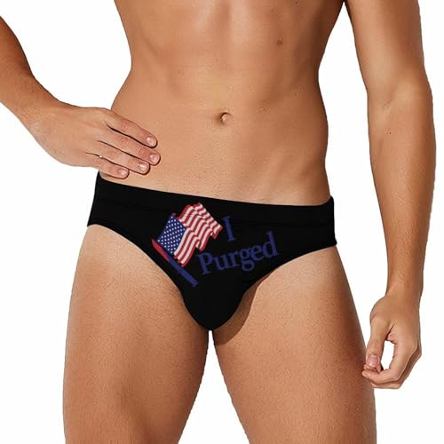 I Purged U.S. Flag Mens Swim Briefs Sexy Bikini Swimwear Bathing Suits Trunks