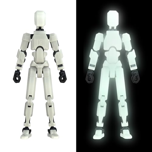 Image of MerryXD T13 3D Action Figure,Assembly Completed Dummy Nova Titan Lucky 13 Action Figure 3D Printed Multi-Jointed Movable Toy Grow in The Dark White