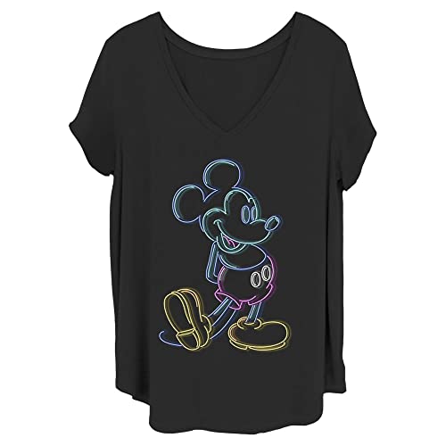 T-shirt Mickey Disney pour femme grande taille avec motif néon