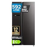 Midea MDRS791MIC28 Side-by-Side Kühl-/Gefrierkombination No Frost mit WLAN Inverter-Kühlschrank mit WiFi Steuerung & App, 177,5 cm hoch, 379 L Kühlen/219 L Gefrieren/Doppelte Steuerung, Jazz Schwarz