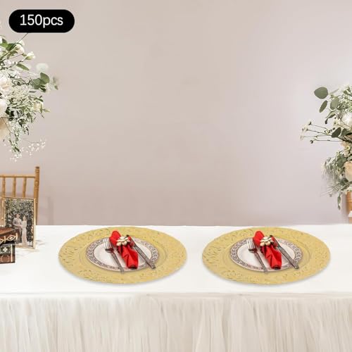 Set 150 Platos Cargadores Redondos 13 in Plateados miniatura 7
