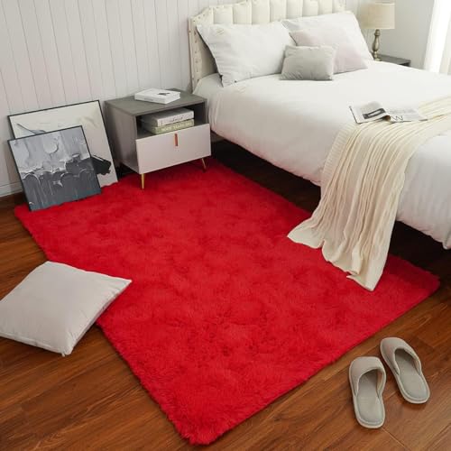 Image of Present Carpet for Room, Shaggy Rugs Fluffy Carpets, Indoor Modern Plush Area Rugs for Living Room Bedroom Kids Room, ETC Red 3x5 feet