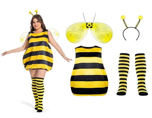 Seawhisper Halloween Costumes For Women Plus Size Bumble Bee Costume for Women 16 18