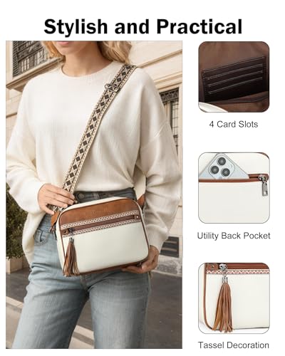 Image of FADEON Crossbody Bags for Women, RFID 4 Card Slots | Vegan Crossbody with Wide Strap, Double-Zipper & Anti-Theft, Fits Kindle & Essentials, Lightweight for Work & Travel