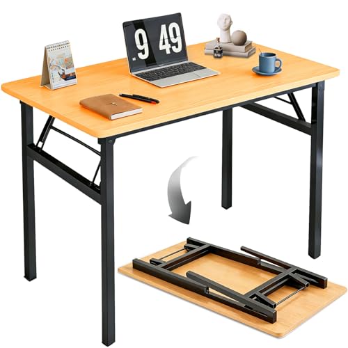 ALUCKKEY Folding Computer Desk - Portable 80cm Foldable Laptop Table, Collapsible and Compact for Easy Storage and Fast Setup, Lightweight for Small Spaces, Craft and Study Use, Black