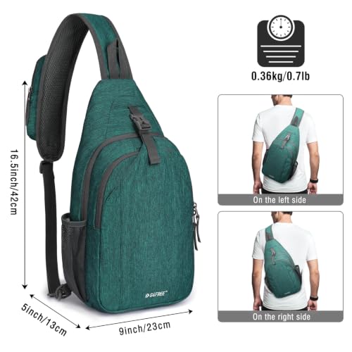 Image of G4Free Sling Bag for Men Women, RFID Blocking Crossbody Bag, Daily, Travel | Durable Polyester Fabric, 10L, Perfect for work, shopping, weekend outings, Hiking, Reversible Shoulder Strap, (Dark Green)