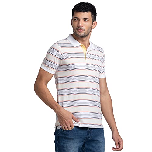 Image of Raymond Men Cotton Striped Regular Fit T-Shirt