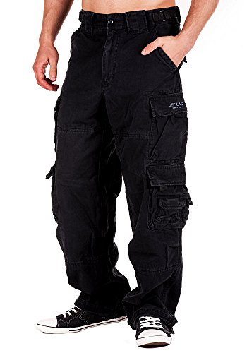 Jet Lag Herren Hose Cargohose 007 schwarz M/32