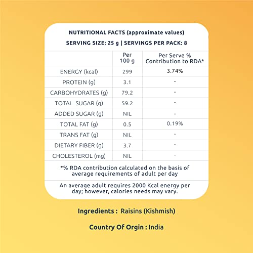 Image of Farmley Raisins Seedless I 200g,I Kishmish, Dry Fruits Source Of Potassium, Healthy & Nutritious (Pack of 2)