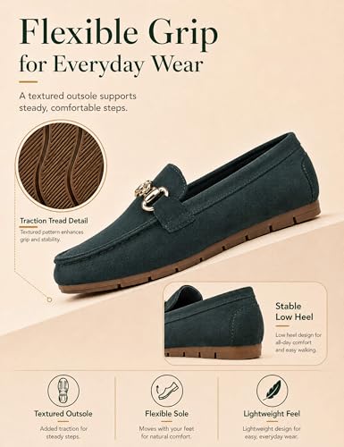 Image of ABEJOJO Women's Loafer Shoes, Comfortable Slip on Casual Flat Penny Shoes for Walking, Driving, Dressy