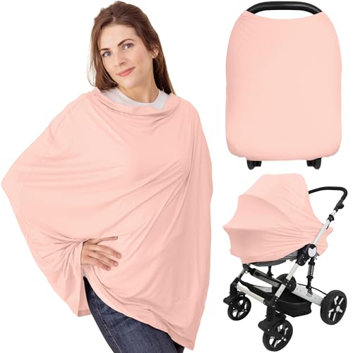 Image of KeaBabies Nursing Cover, Breastfeeding Cover for Women - Baby Car Seat Canopy Girl, Boy, Multi-Use Baby Carseat Canopy, Breastfeeding Essentials for Nursing, Breathable, Lightweight & Soft (Sakura)