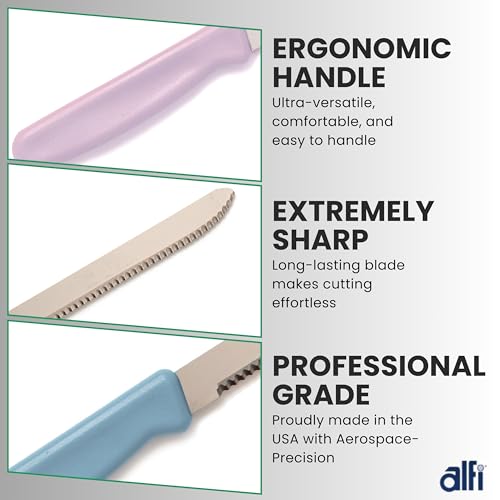 Alfi ABHR All-Purpose Knives Aerospace Precision Rounded Tip - Home And Kitchen Supplies - Serrated Steak Knives Set thumb #3